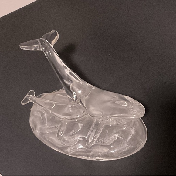 Cristal D'Arques Other - Vintage Crystal Art Glass Whale Calf Baby Figure Cristal D'Arques Small Statue
